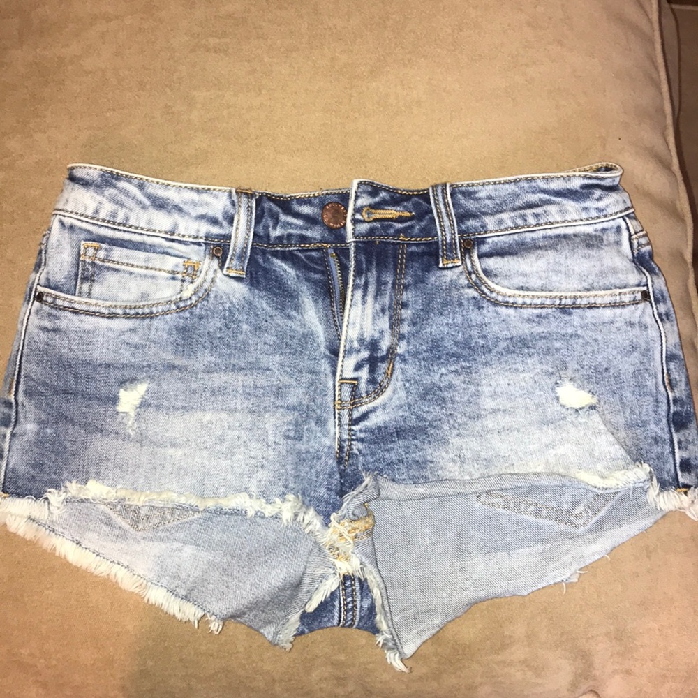 Acid wash jean shorts
